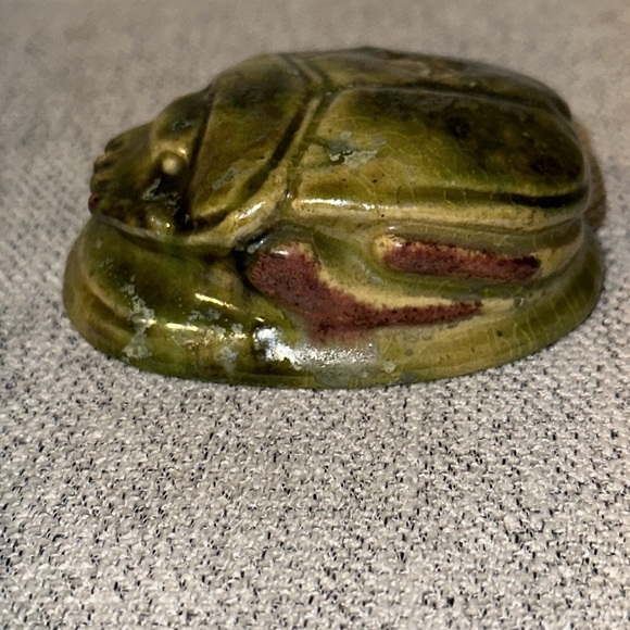 EGYPTIAN Heart Scarab, Green Glaze 3” - Picture 4 of 8
